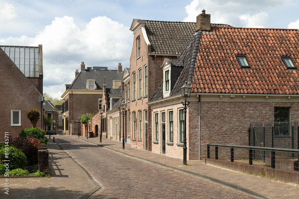 Narrow street in the historic center of the Dutch city of Assen.