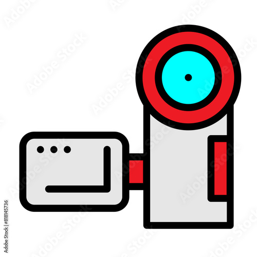Camcorder Line Filled Icon Design