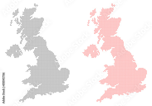 Red and black dotted map of the United Kingdom photo