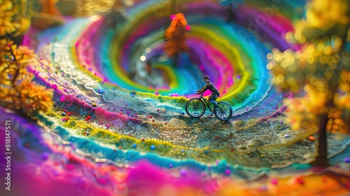 Miniature and rainbow swirl canyons biking UHD wallpaper