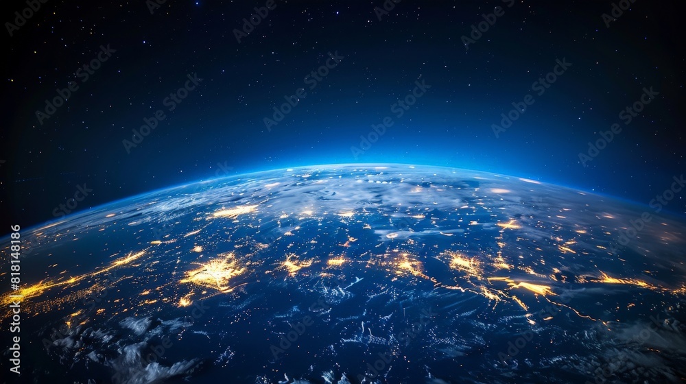 Obraz premium The Earth at night with the stars visible in the sky