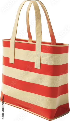 A stylish red and white striped tote bag, perfect for adding a pop of color to your outfit.