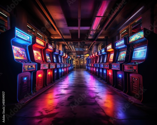 Retro game room with arcade machines