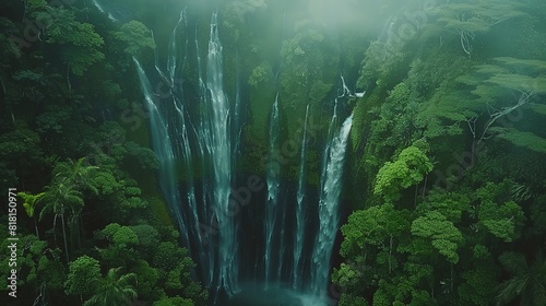 Water fall an all side of rainforest UHD wallpaper photo