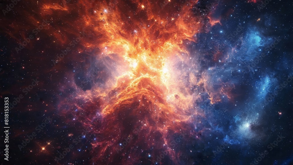 Nebula, stars, galaxies and gas clouds in outer space. Breathtaking abstract cosmos background.