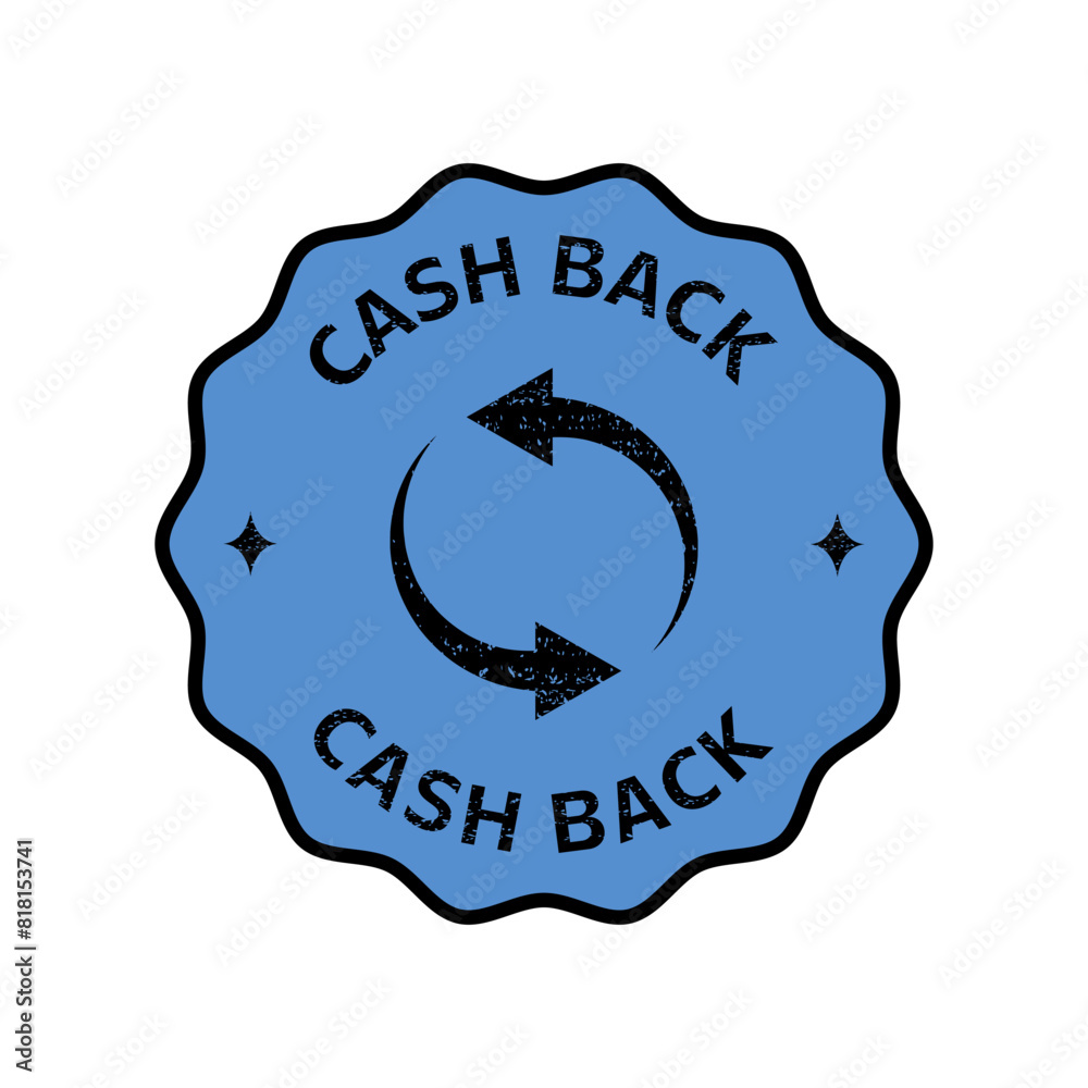 Cash back blue sticker, label. Vector illustration Cash back blue sticker, label. Vector illustration