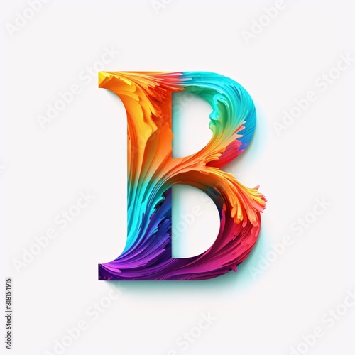 Alphabet letter B in the form of a colorful brush strokes. Vector illustration.