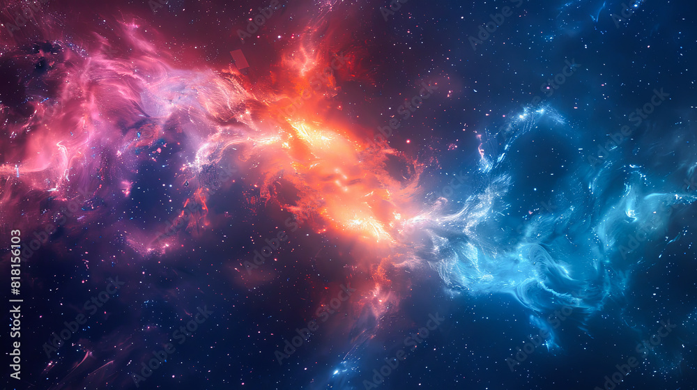 Abstract space background with stars and nebula, 3d render illustration