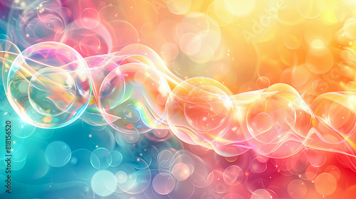abstract background with bokeh lights and waves. Vector illustration