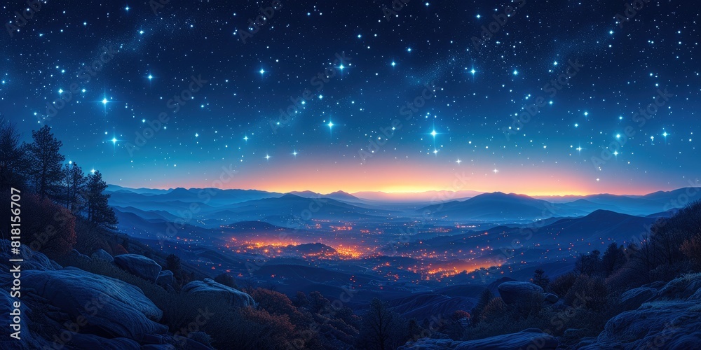 Naklejka premium Cosmic Canopy: A Midnight Spectacle