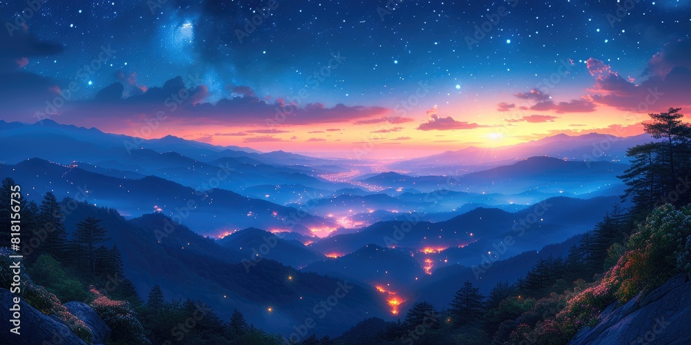 Infinite Horizons: A Mountain's Starlit Embrace