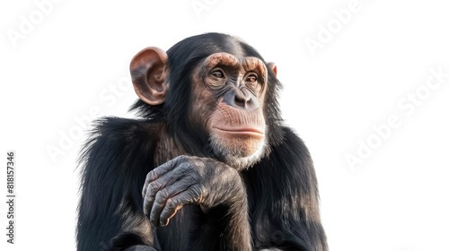 Wild chimpanzee animal isolated on white background © amankris99