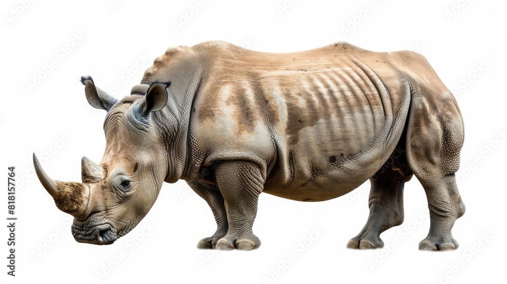 Fototapeta premium Wild rhinoceros animal isolated on white background