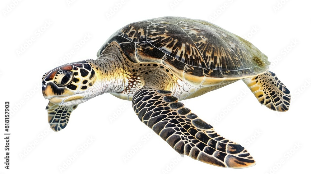 Fototapeta premium Wild turtle animal isolated on white background