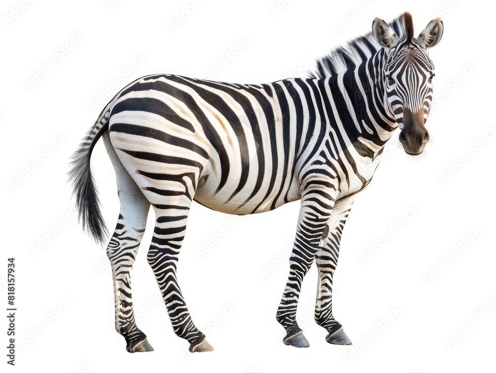 Fototapeta premium Wild zebra animal isolated on white background
