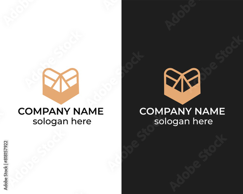 Box with arrow combination monogram logo design template