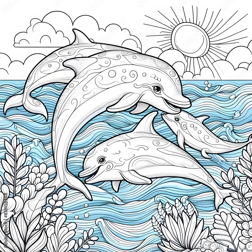 Obraz premium Adorable Animal Coloring Page Fun and Educational Activity for Kids Microstock Illustration