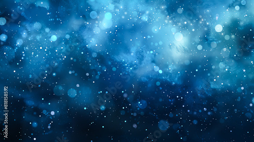 abstract blue bokeh background with stars and lens flare effect