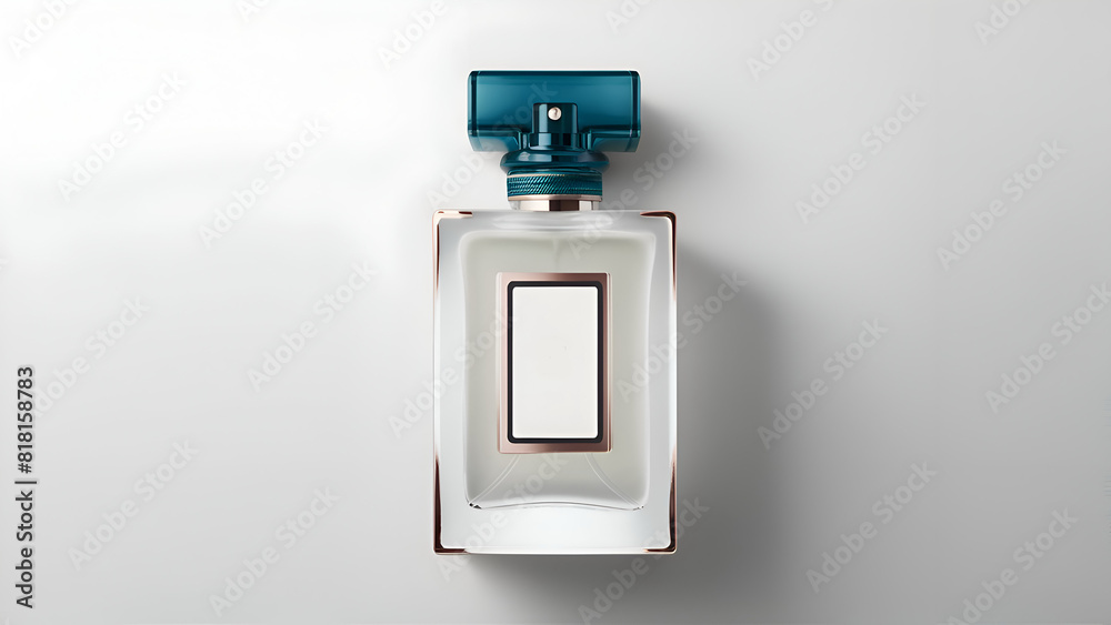 simple Perfume bottle against light grey background for branding. Ai generated. simple Perfume bottle against light grey background for branding. Ai generated.