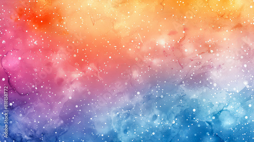 Watercolor abstract background with bokeh lights and snowflakes