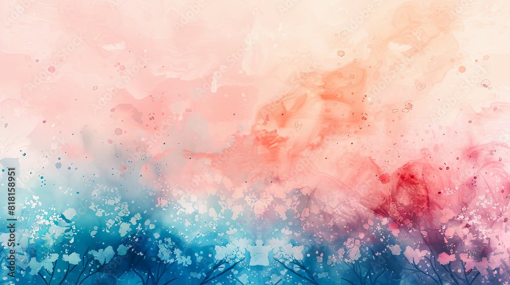 Fototapeta premium Abstract watercolor background with pink, blue and green splashes.