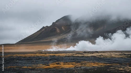 In a desolate volcanic landscape a lone fumarole emits a constant hiss a reminder of the dormant power lying beneath the surface.