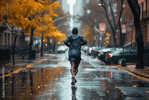 Urban Stealth: Lone Runner in Motion © Andrii 