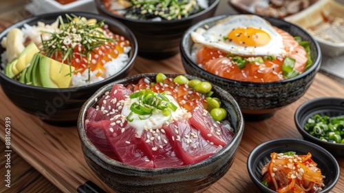 Donburi Focus on the simplicity and variety of rice bowl dishes