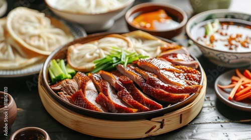 Peking Duck The classic dish served with thin pancakes and scallions photo