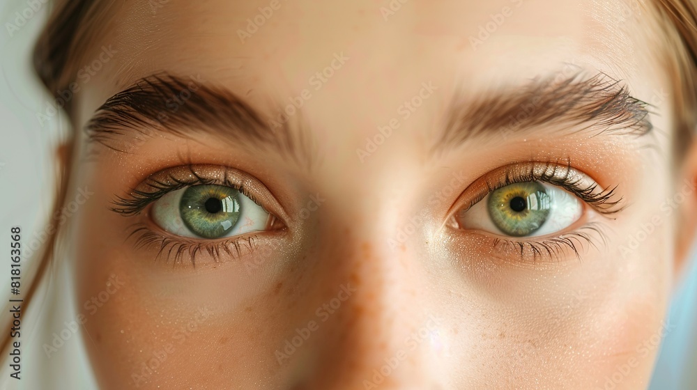 Fototapeta premium Female eye with long eyelashes. Perfect shape make-up and long lashes. Cosmetics and make-up