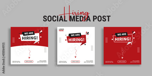 We are hiring job vacancy social media post or square web banner template vector design	