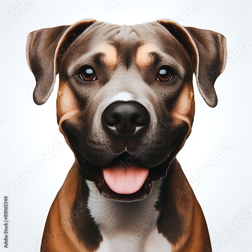 A close up of a dog attractive has illustrative realistic card design.