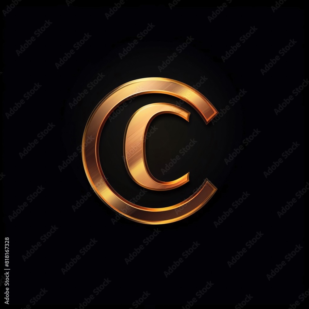Gold letter C on black background. Vector design template elements for your application or corporate identity. Gold letter C on black background. Vector design template elements for your application or corporate identity.