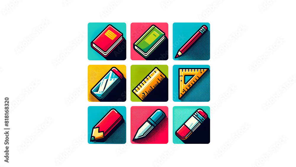learning equipment Image of a in pop art style. learning equipment Image of a in pop art style.
