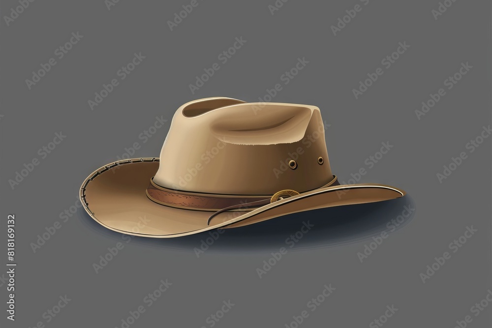 Stylish Cowboy Stetson Hat Flat Icon, Wild West Country Hat, Sheriff Ranger Uniform Headgear