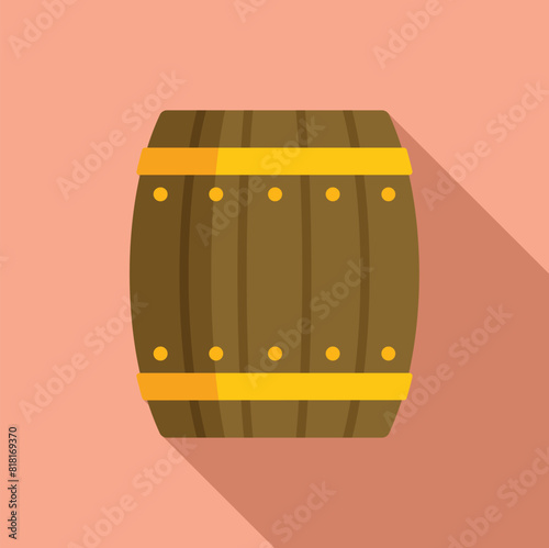 Flat design vector of a classic wooden barrel, ideal for icons and decorations