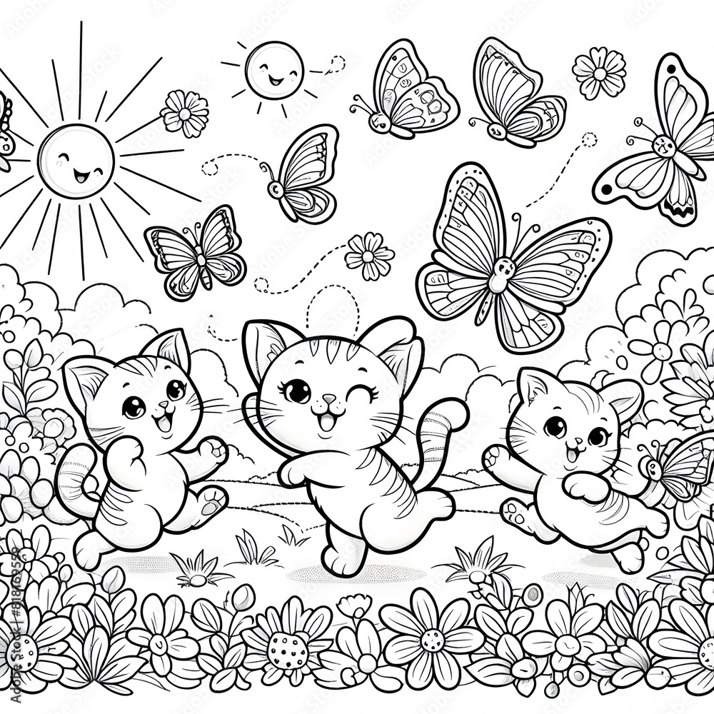 Fototapeta premium Adorable Animal Coloring Page Fun and Educational Activity for Kids Microstock Illustration