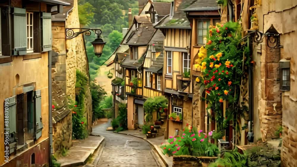 A cobblestone street surrounded by quaint buildings in a charming European village, A charming European village with cobblestone streets and historic architecture A cobblestone street surrounded by quaint buildings in a charming European village, A charming European village with cobblestone streets and historic architecture