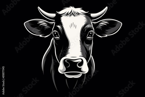 Cow icon isolated on black background. Generative AI