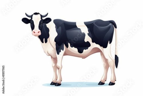 A drawing of a cow isolated on white background. Generative AI