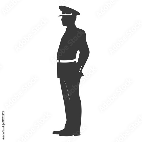 silhouette bellboy hotel in action full body black color only