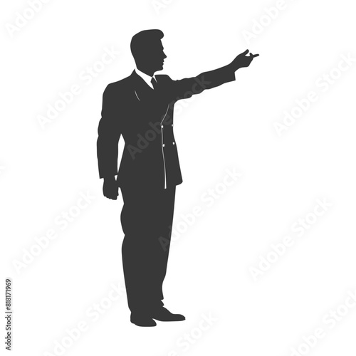 silhouette bellboy hotel in action full body black color only