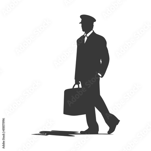 silhouette bellboy hotel in action full body black color only