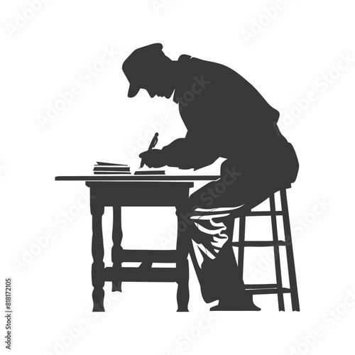 silhouette bookbinding in action full body black color only
