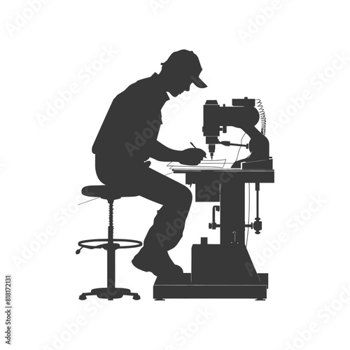 silhouette bookbinding in action full body black color only
