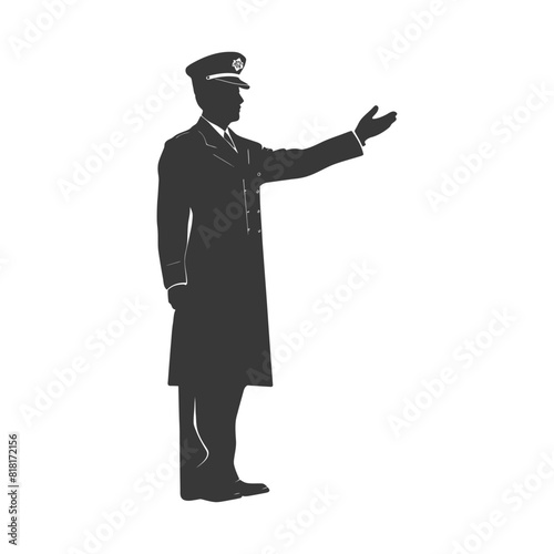 silhouette bellboy hotel in action full body black color only