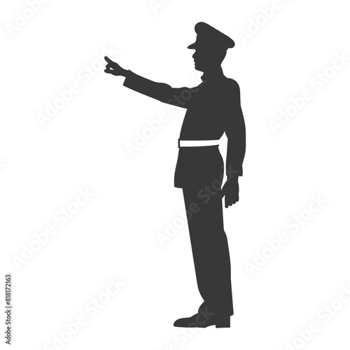 silhouette bellboy hotel in action full body black color only