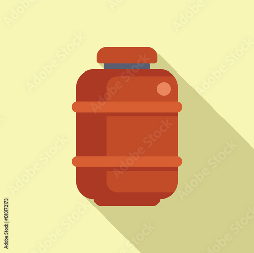 Graphic icon of a red propane gas tank with a flat design style and long shadow