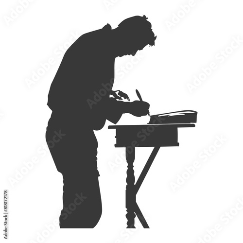silhouette bookbinding in action full body black color only