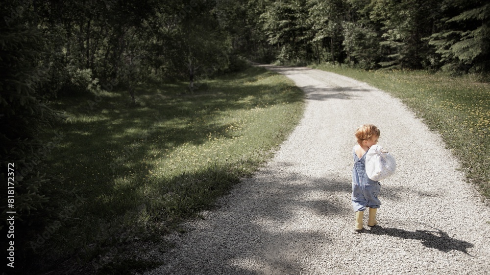 Fototapeta premium Little Boy Running Away
